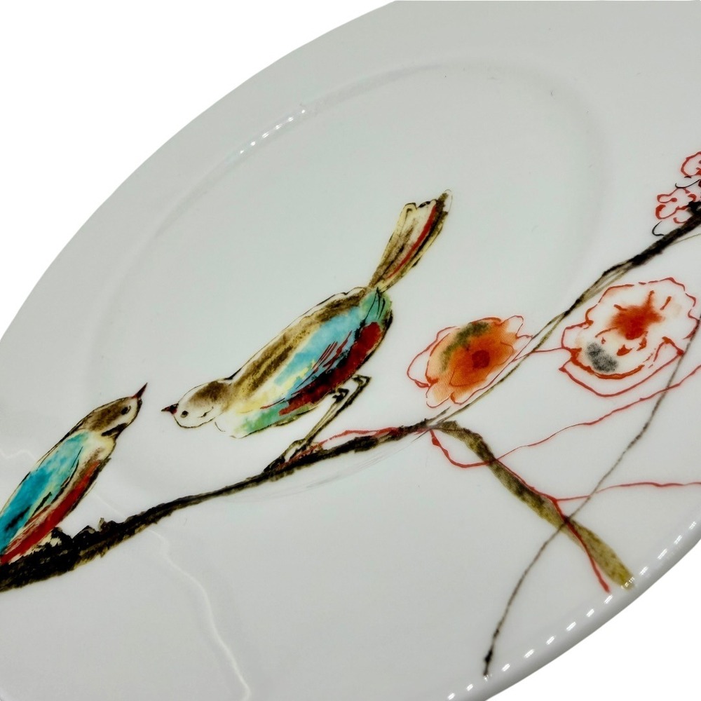 Lenox Chirp Accent Plate 9 Inch‎ Fine Bone China Bird Floral White